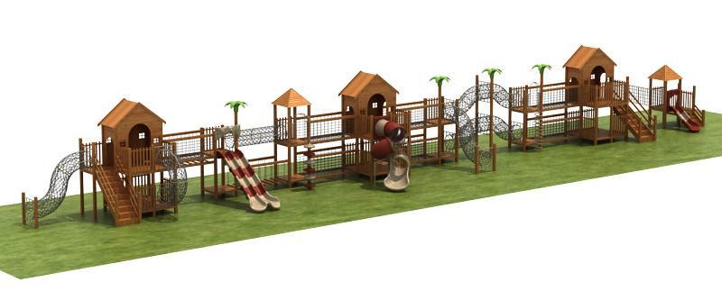 Commercial Wooden Outdoor Playground