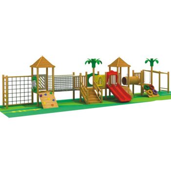 children's outdoor wooden playhouse with slide