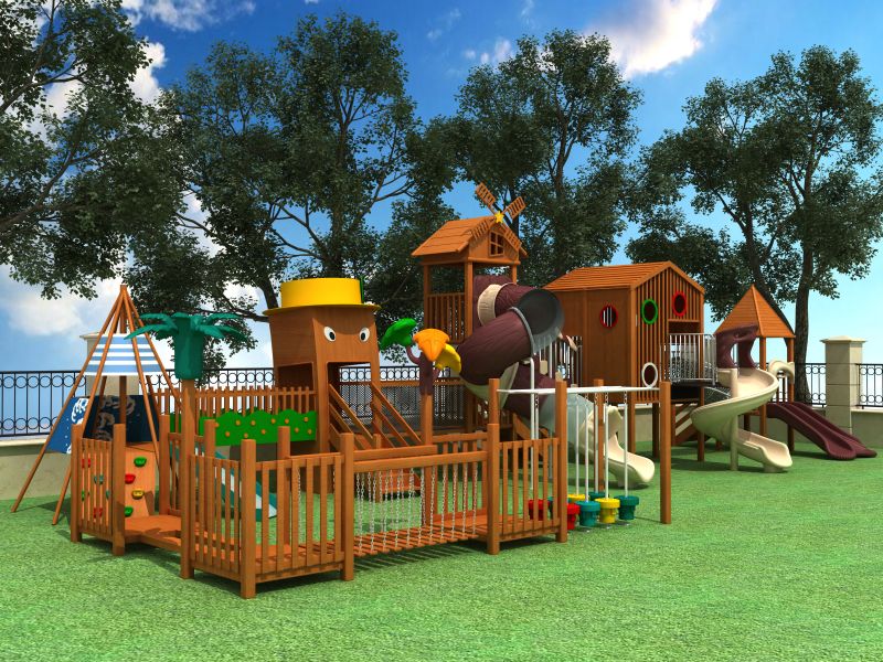 outdoor wooden playground