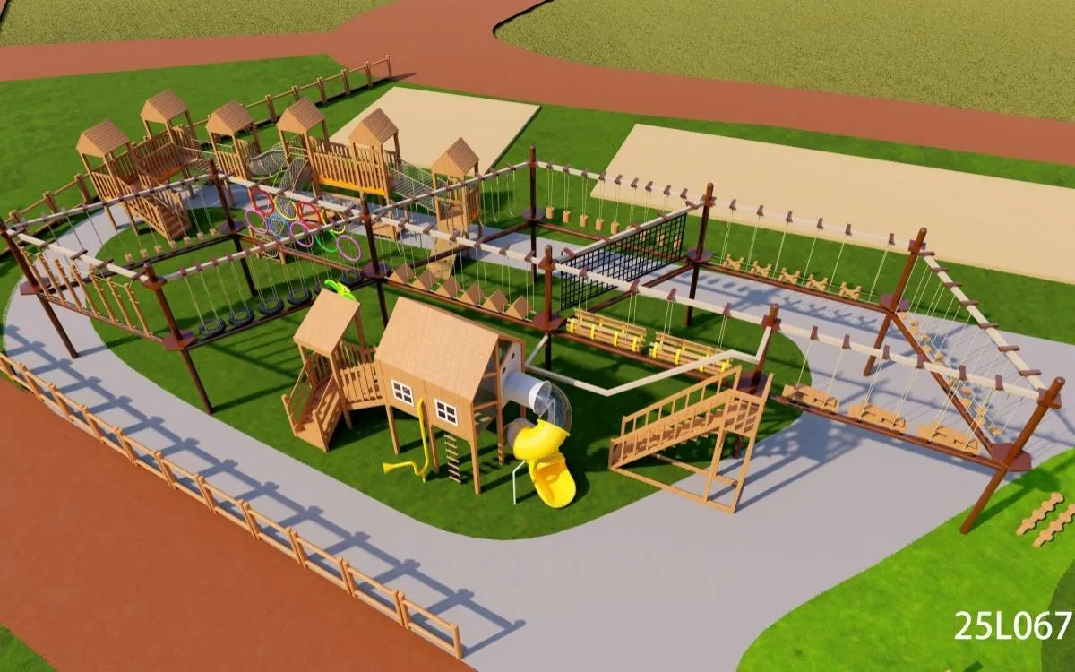 wooden train for playground