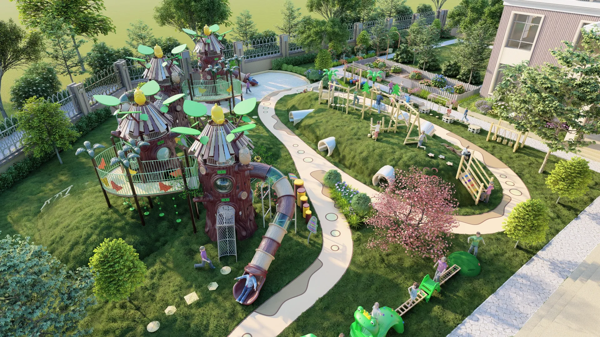 Wie innovative Kunststoffdesigns für Spielplätze im Freien Hinterhöfe und Kindertagesstätten verändern 5 Kinderspielplatz-Set für draußen