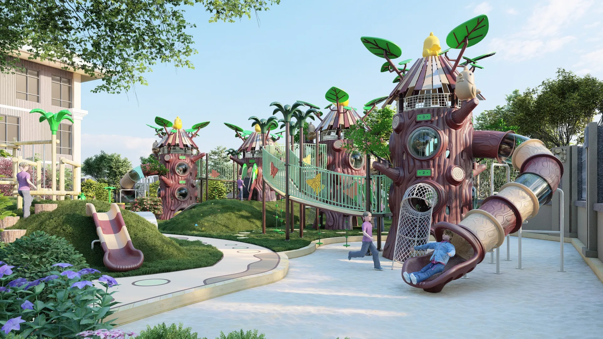 Wie innovative Kunststoffdesigns für Spielplätze im Freien Hinterhöfe und Kindertagesstätten verändern 2 Kita-Spielplatz im Freien