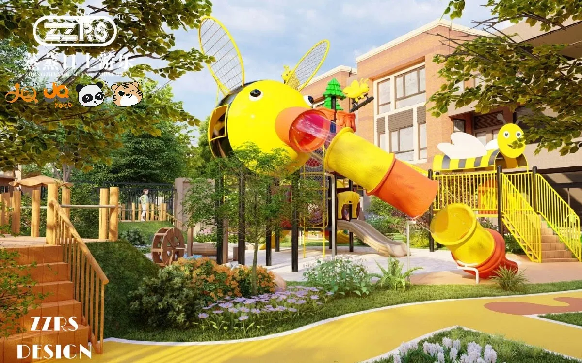 Serviço completo de apoio para os seus jogos de jardim personalizados 6 parques infantis construídos por medida