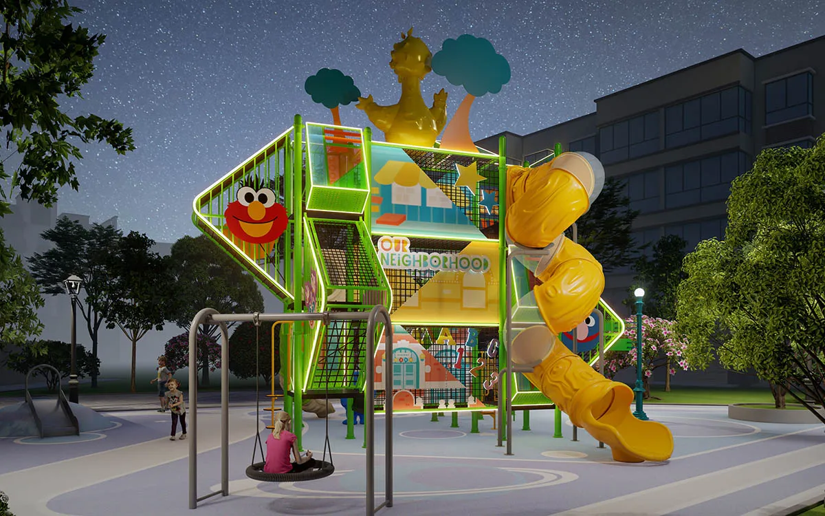 Suministro y servicio mundial de parques infantiles de exterior de tablero de PE personalizados 4 Juego de exterior de tablero de PE