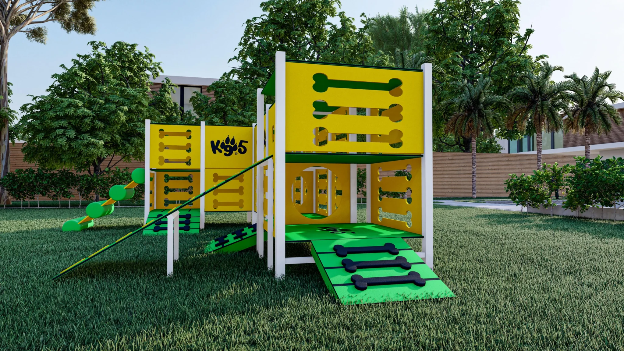 Transformación de espacios exteriores con juegos para perros personalizados Backyard Solutions 4 Zona de juegos para mascotas 11