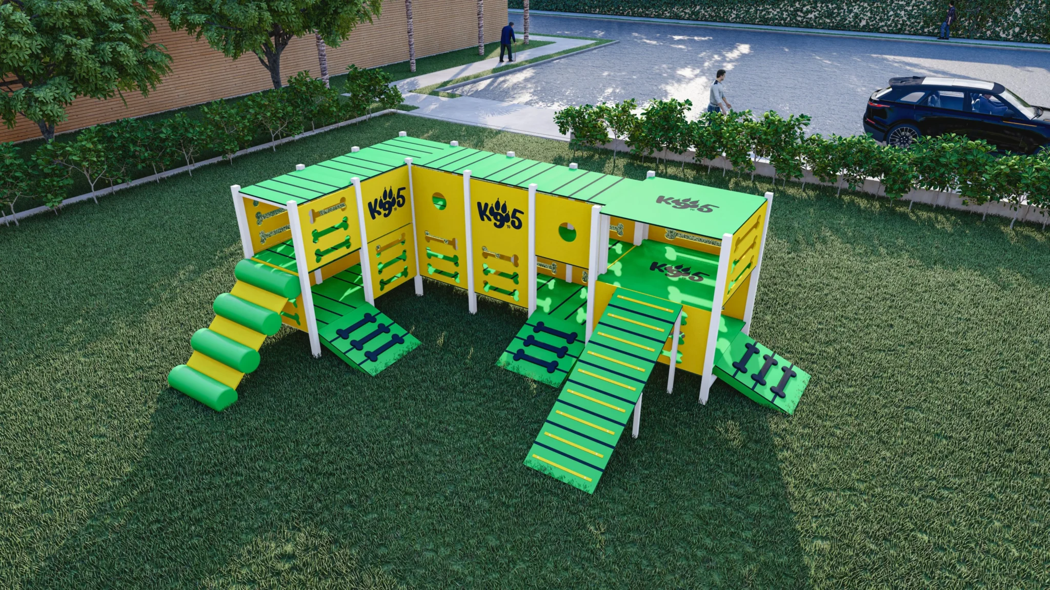 Transformación de espacios exteriores con juegos para perros personalizados Backyard Solutions 2 juegos para perros patio trasero
