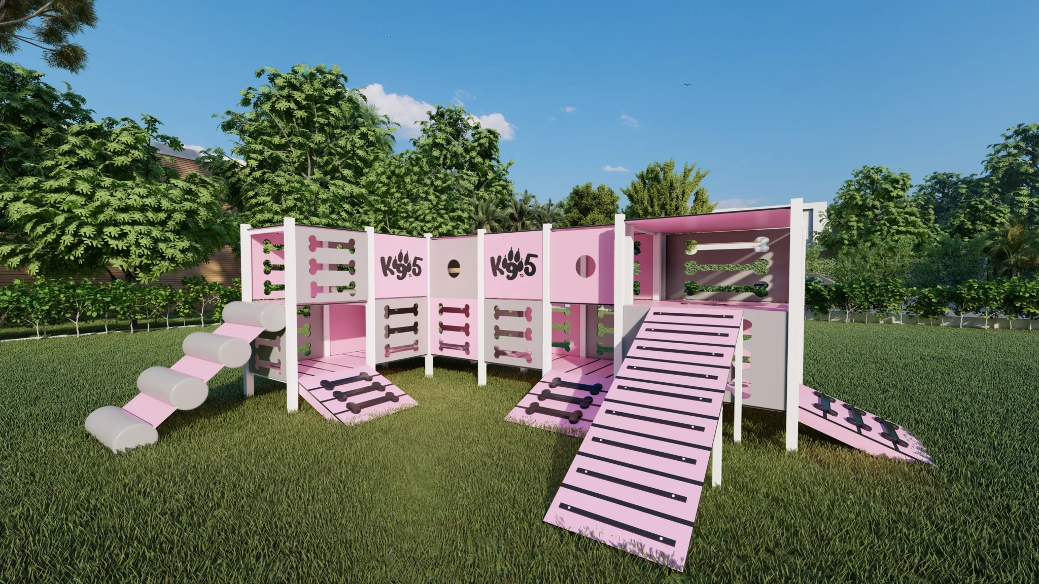 Ein sicherer und ansprechender Spielplatz für Hunde im Garten für moderne Häuser 2 Hundespielplatz im Hinterhof