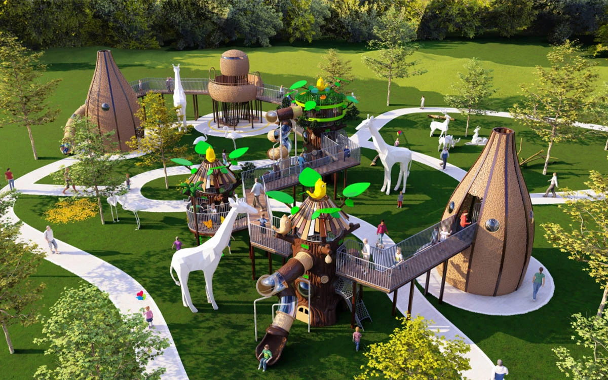 Soluções Premium para exteriores com parques infantis de plástico para quintal para uso familiar e comunitário 2 parques infantis de plástico para o quintal