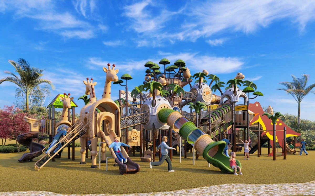 Soluções Premium para exteriores com parques infantis de plástico para quintal para uso familiar e comunitário 4 parques infantis de plástico para o quintal