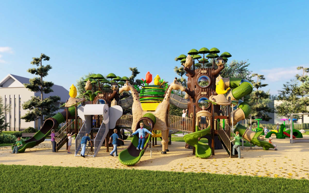 Soluções Premium para exteriores com parques infantis de plástico para quintal para uso familiar e comunitário 6 parques infantis de plástico para o quintal