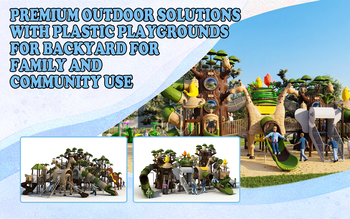 Soluções Premium para exteriores com parques infantis de plástico para quintal para uso familiar e comunitário 1 Soluções Premium para exteriores com parques infantis de plástico para quintal, para uso familiar e comunitário