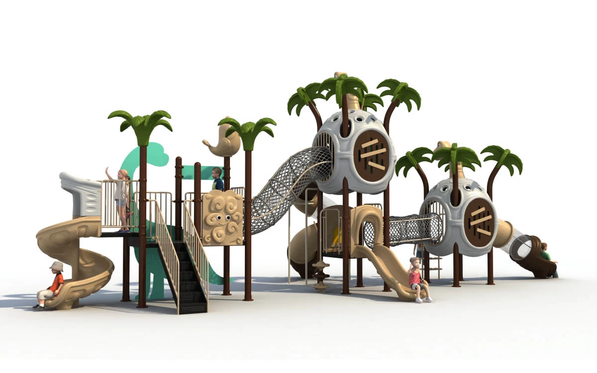 Juegos infantiles comerciales de plástico de alto rendimiento para proyectos a gran escala 2 Juego de exterior de plástico