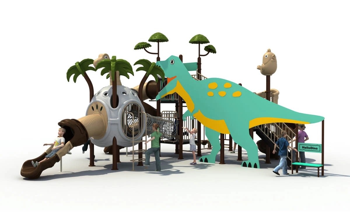 Juegos infantiles comerciales de plástico de alto rendimiento para proyectos a gran escala 4 Juego de exterior de plástico