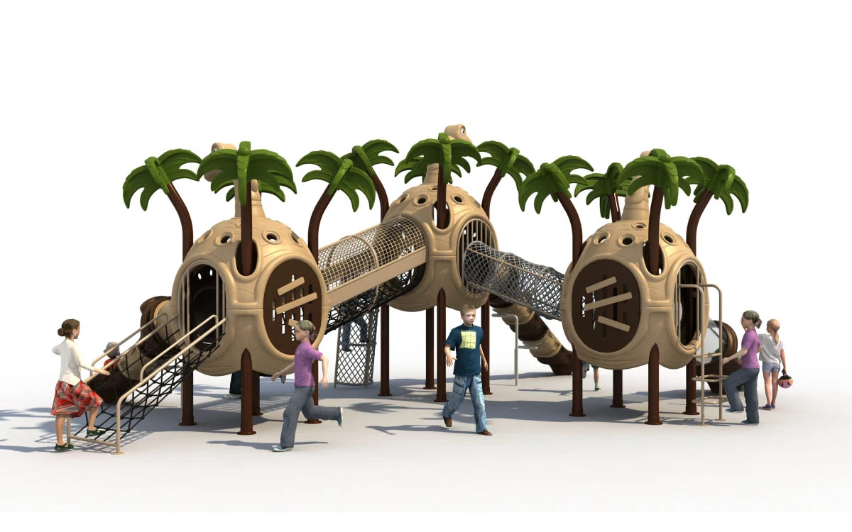 Juegos infantiles comerciales de plástico de alto rendimiento para proyectos a gran escala 6 Juego de exterior de plástico