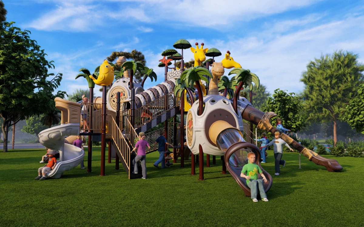 Conjunto de recreio exterior em plástico inovador e conjuntos de recreio em plástico para diversas aplicações 2 Plástico para parques infantis exteriores